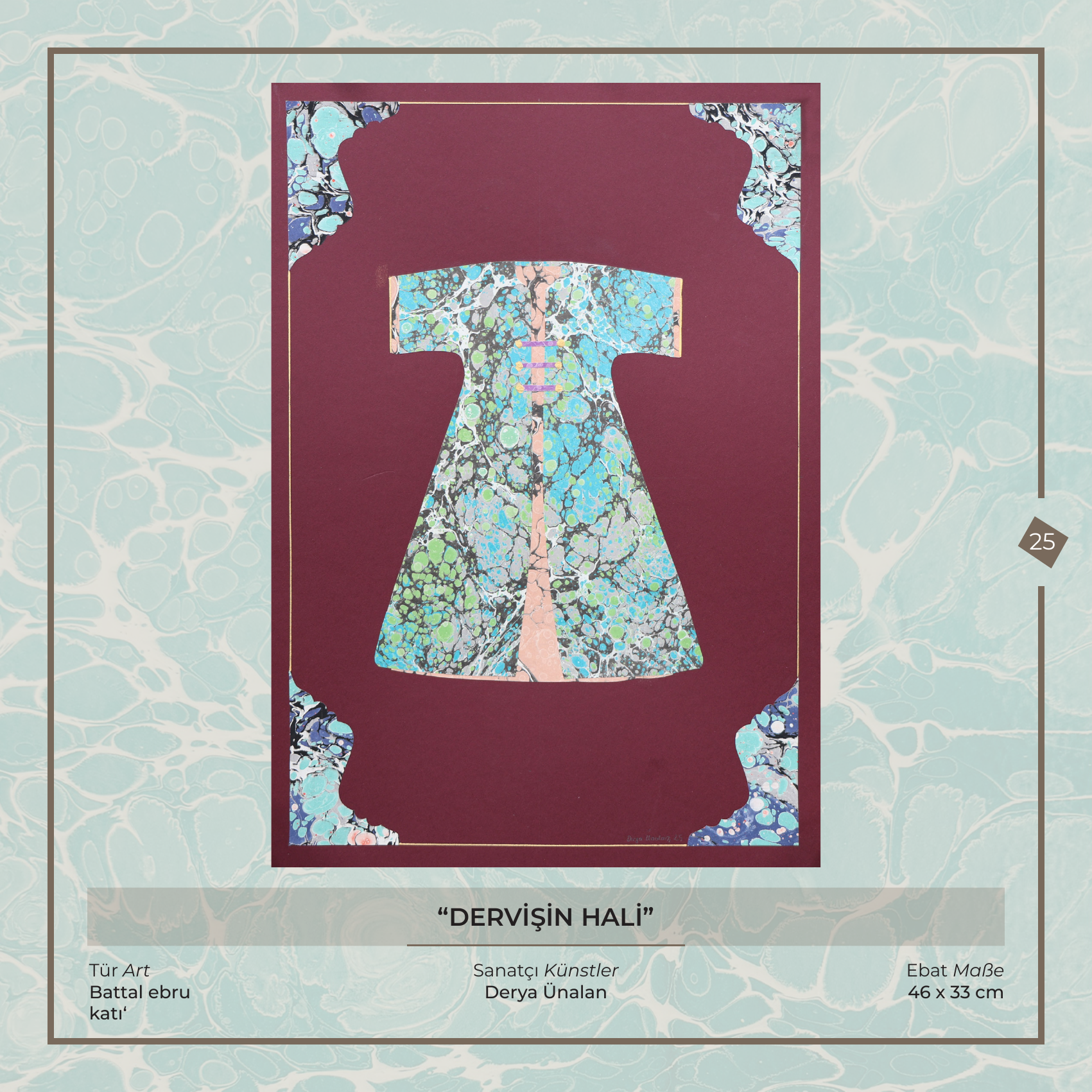 Dervişin Hâli - Derya Ünalan - Ebru sanatı eseri, Battal ebru - katı', 46 × 33 cm